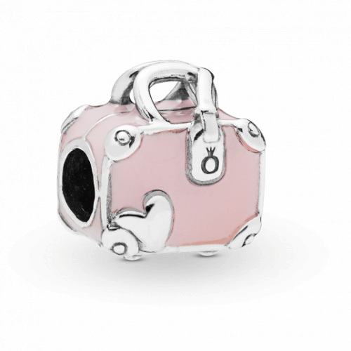 PANDORA Rózsaszín bőrönd charm