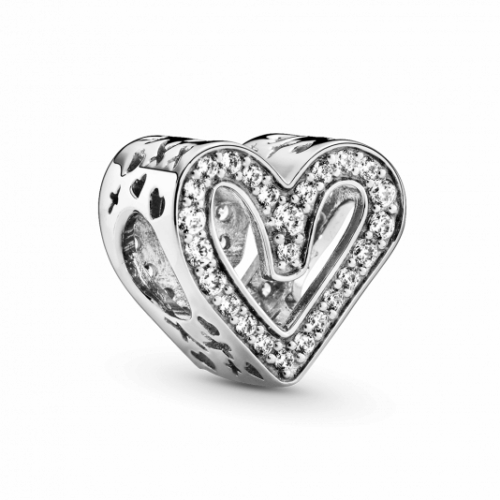 PANDORA Szikrázó szabadkézi szív charm