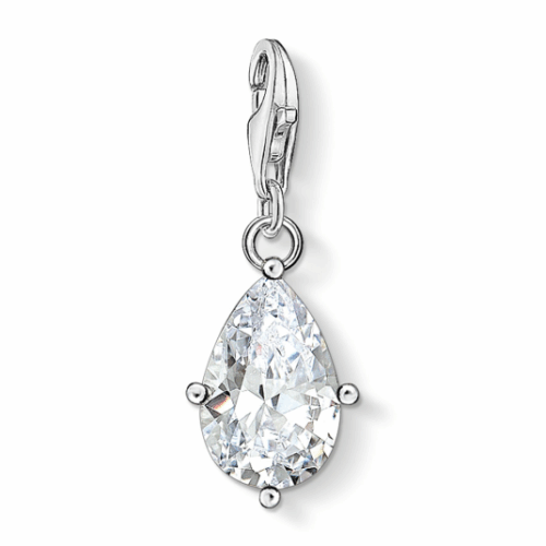 THOMAS SABO charm medál White stone droplet medál 1848-051-14
