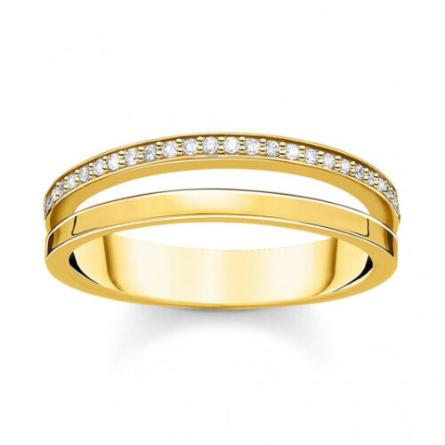 THOMAS SABO gyűrű Ring double white stones gold gyűrű TR2316-414-14