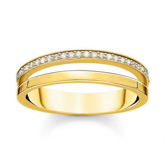 THOMAS SABO gyűrű Ring double white stones gold gyűrű TR2316-414-14
