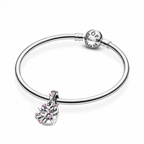 PANDORA karperec Rózsaszín szív családfa karkötő 590717+799153C01