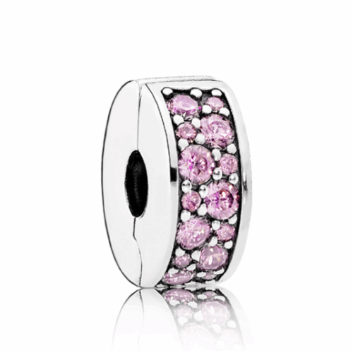 PANDORA Rózsaszín pavé klip charm