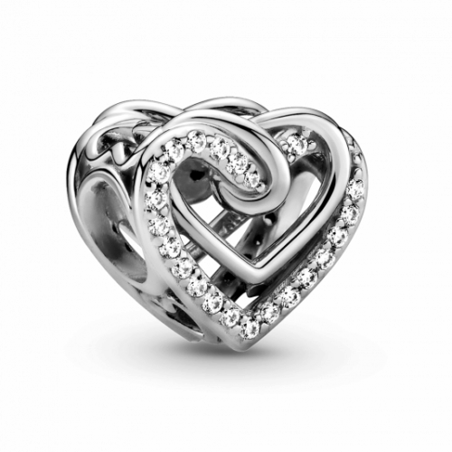 PANDORA Szikrázó összefonódó szívek charm