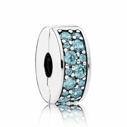 PANDORA Zöldeskék pavé klip charm