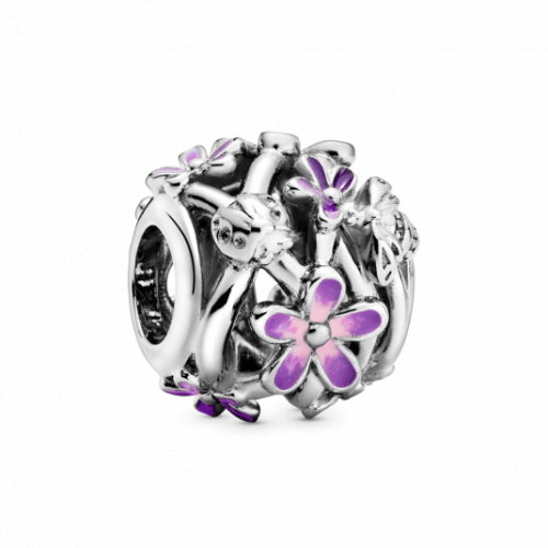 PANDORA Áttört lila százszorszép charm