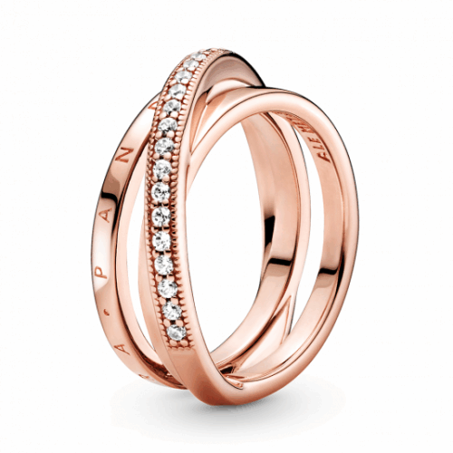 PANDORA aranyozott Összefonódó pavé karikagyűrű gyűrű 189057C01