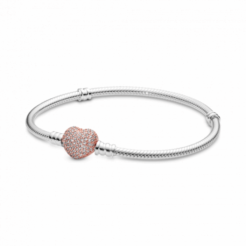 PANDORA Moments aranyozott Pavé szívzáras kígyólánc karkötő karkötő 586292CZ