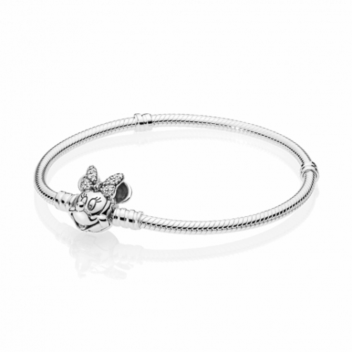 PANDORA Moments kígyólánc karkötő Pavé Minnie Egér zárral karkötő 597770CZ