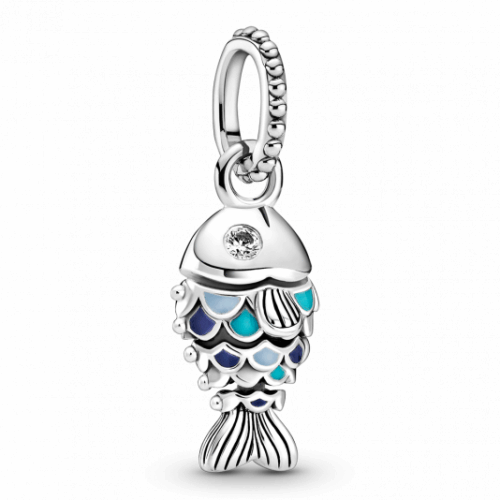 PANDORA Kék pikkelyes hal függő charm