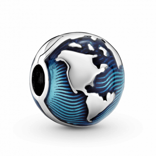 PANDORA Klip charm kék földgömb királykék