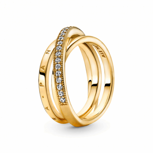 PANDORA aranyozott Összefonódó pavé karikagyűrű gyűrű 169057C01