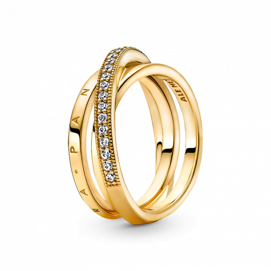 PANDORA aranyozott Összefonódó pavé karikagyűrű gyűrű 169057C01