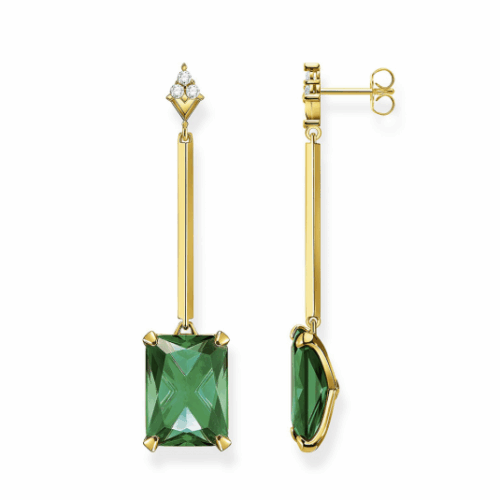 THOMAS SABO fülbevaló Green stone gold fülbevaló H2176-971-6