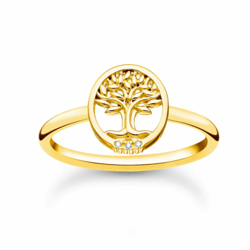 THOMAS SABO gyűrű Tree of Love with white stones gold gyűrű TR2375-414-14