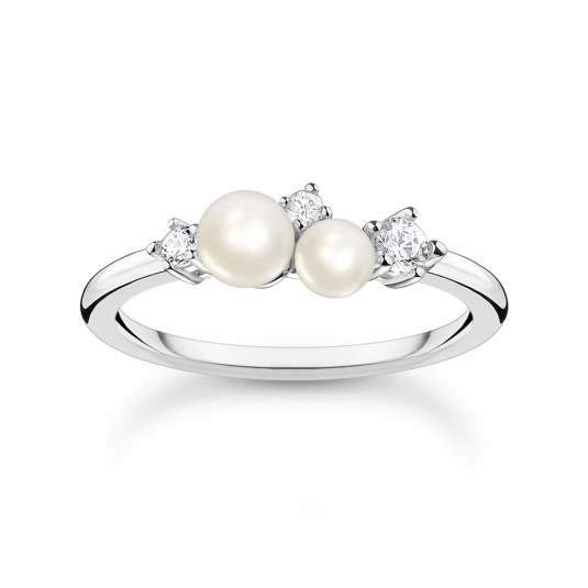 THOMAS SABO Pearls with white stones silver gyűrű TR2368-167-14