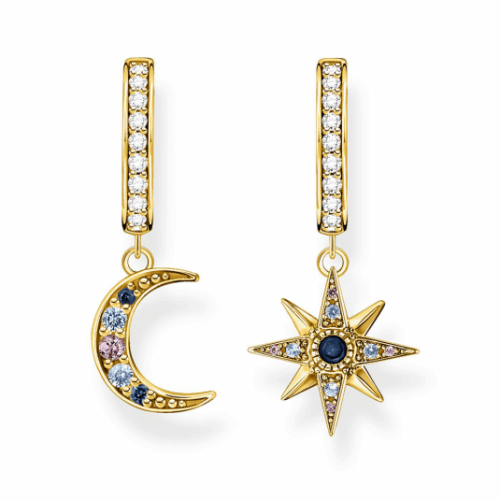 THOMAS SABO elegáns fülbevaló Royalty star & Moon gold fülbevaló CR682-959-7