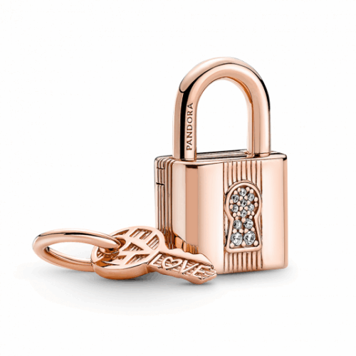 PANDORA aranyozott Lakat és kulcs charm