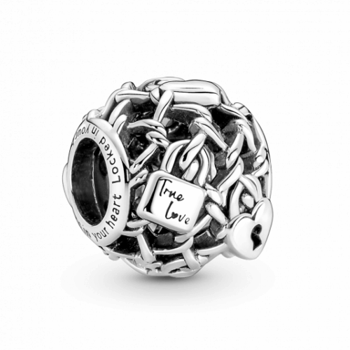 PANDORA Áttört láncszemek lakattal charm