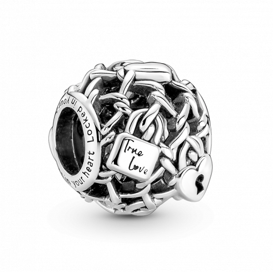 PANDORA Áttört láncszemek lakattal charm