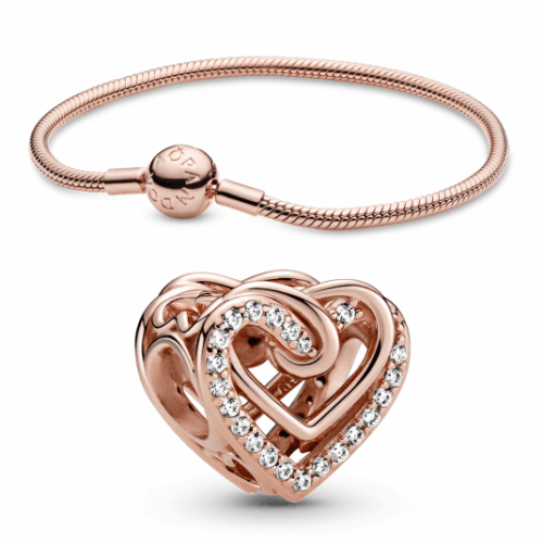 PANDORA szív alakú szett karkötő 580728+789270C01