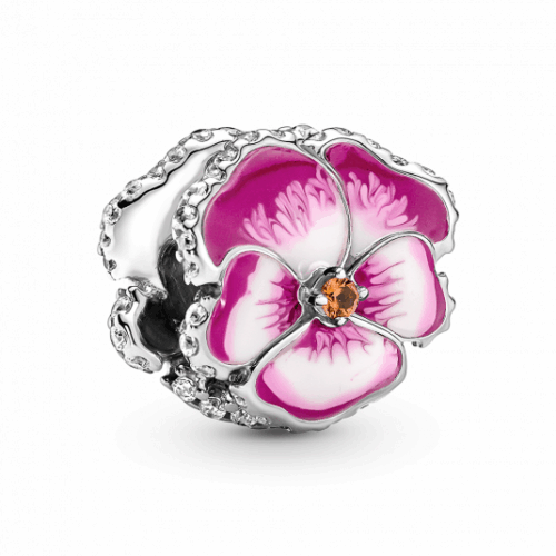 PANDORA Rózsaszín árvácska charm