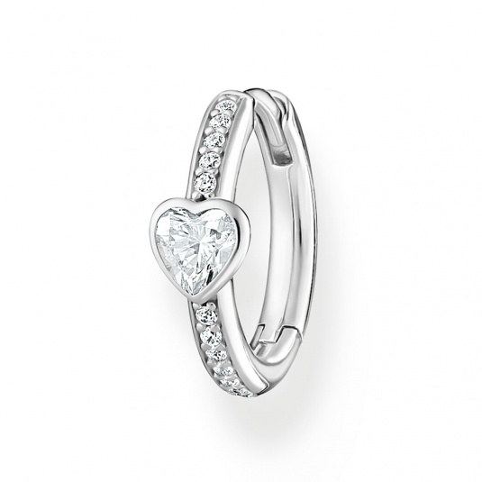 THOMAS SABO fél pár fülbevaló Heart and white stones silver fülbevaló CR692-051-14