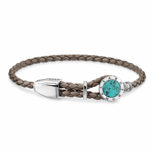 THOMAS SABO karkötő Leather strap disc turquoise karkötő A1864-878-17