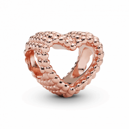 PANDORA aranyozott Gyöngyös szív charm