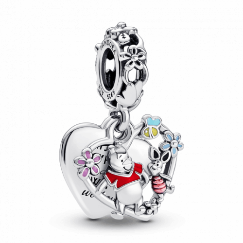 PANDORA Disney Micimackó és Malacka dupla függő charm