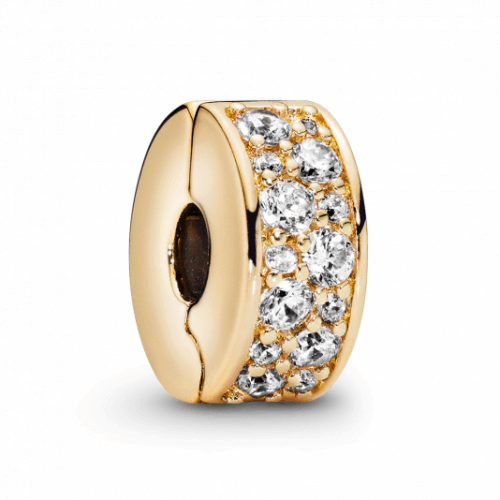 PANDORA aranyozott Áttetsző pavé klip charm