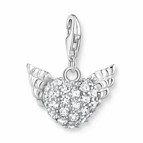 THOMAS SABO Winged heart white stones silver charm medál medál 0626-051-14