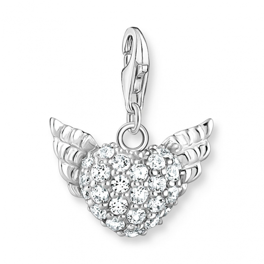 THOMAS SABO Winged heart white stones silver charm medál medál 0626-051-14