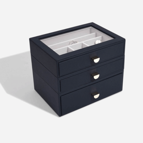 STACKERS Classic Pebble Navy ékszerdoboz kihúzható tálcákkal ékszerdoboz 75890