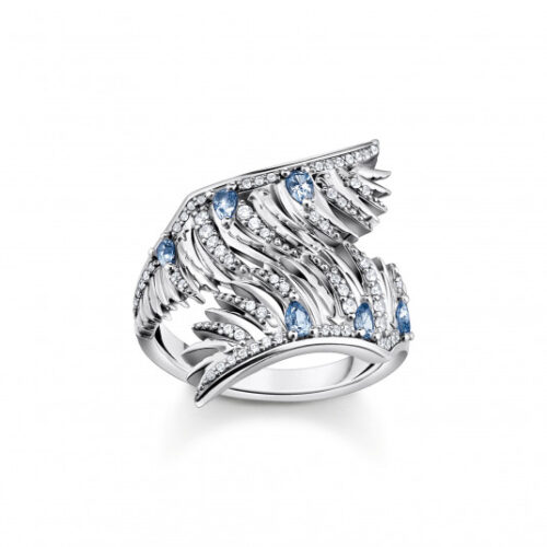 THOMAS SABO gyűrű Phoenix wing with blue stones silver gyűrű TR2409-644-1