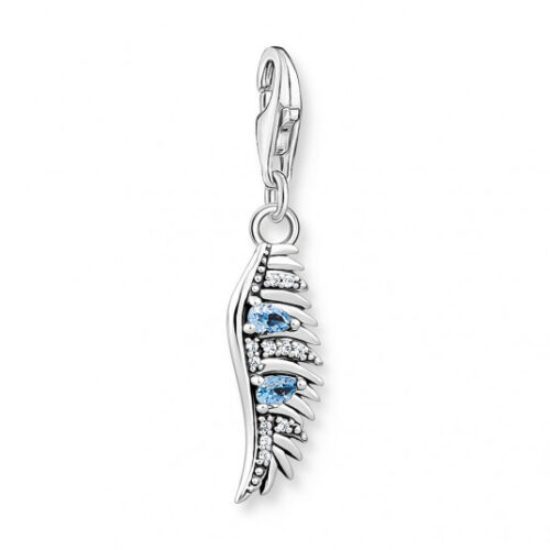THOMAS SABO charm medál Feather with blue stones silver medál 1905-644-1