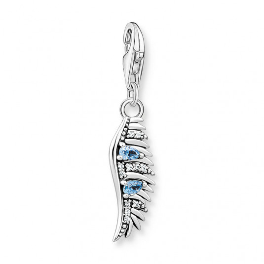 THOMAS SABO charm medál Feather with blue stones silver medál 1905-644-1