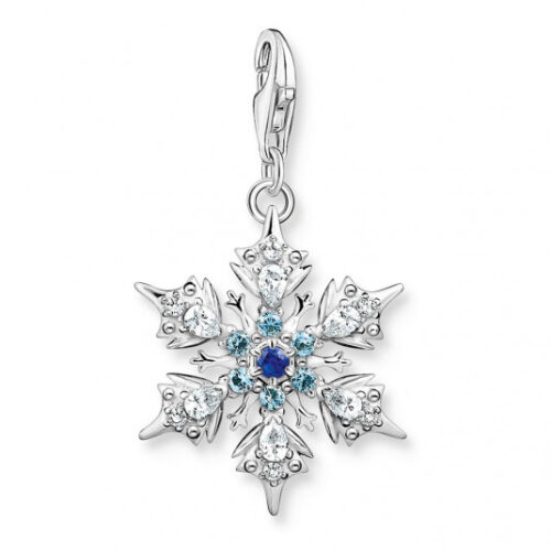 THOMAS SABO charm medál Snowflake with blue stones medál 1902-945-7