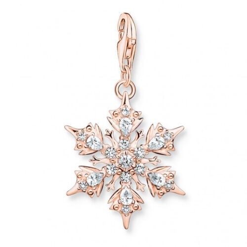 THOMAS SABO charm medál Snowflake with white stones rose gold medál 1903-416-14