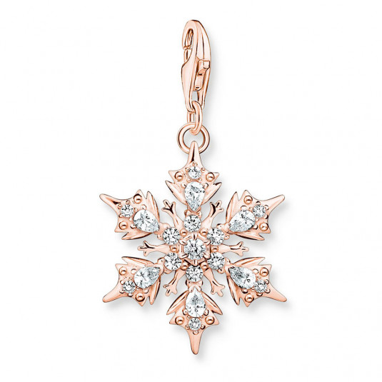 THOMAS SABO charm medál Snowflake with white stones rose gold medál 1903-416-14