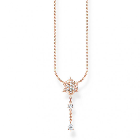 THOMAS SABO nyaklánc Snowflake with white stones rose gold nyaklánc KE2171-416-14-L45
