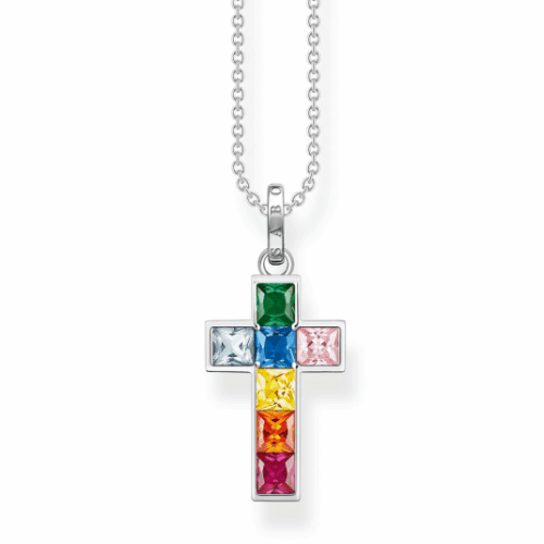 THOMAS SABO nyaklánc Cross colourful stones silver nyaklánc KE2166-477-7-L45V