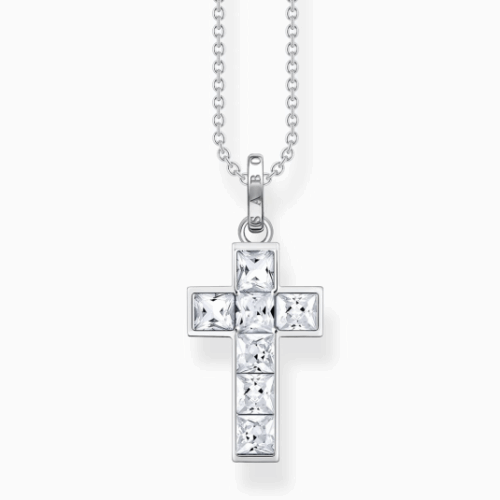 THOMAS SABO nyaklánc Cross with white stones nyaklánc KE2166-051-14