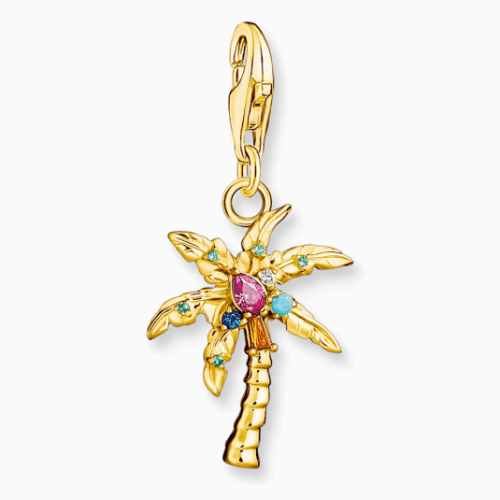 THOMAS SABO charm medál Colourful palm tree gold medál 1934-488-7
