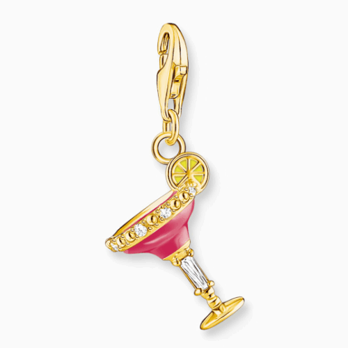 THOMAS SABO charm medál Red cocktail glass gold medál 1931-565-9