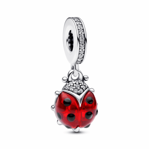 PANDORA ezüst Piros katica függő charm