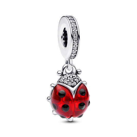 PANDORA ezüst Piros katica függő charm
