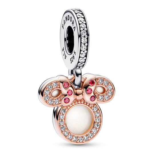 PANDORA Disney aranyozott Minnie Egér sziluett dupla függő charm