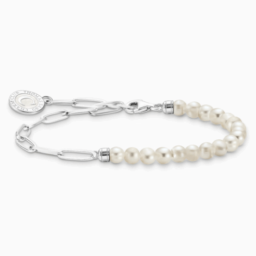 THOMAS SABO charm karkötő White pearls and chain link karkötő A2129-158-14