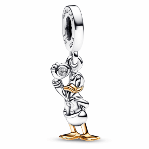 PANDORA Disney 100. évfordulós Donald kacsa függő charm 0.009 karátos szintetikus gyémánttal